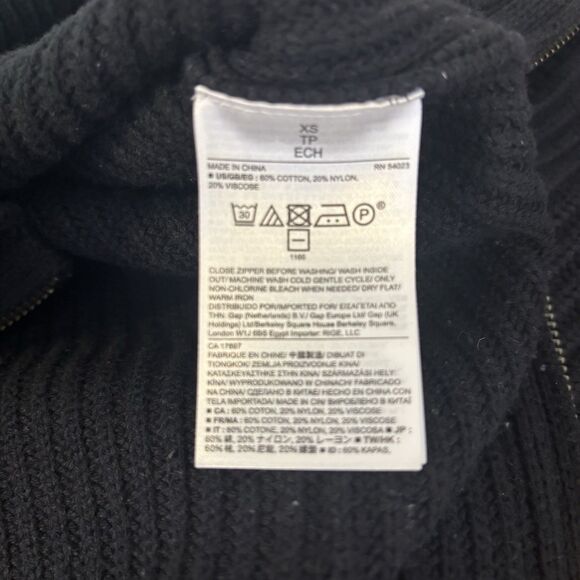 Banana Republic Womens XS Black Cotton Nylon Turtleneck Sweater Side Zippers - Picture 8 of 8